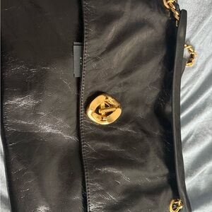 Rebecca Minkoff Black Leather Shoulder Bag with Gold Hardware